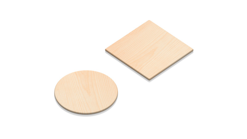 Wood Plate 2 Types - round square wooden board set 3Dモデル .c4d .max .obj .3ds .fbx .stl .blend 