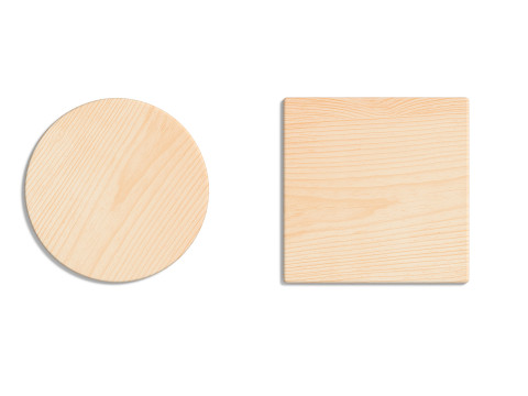 Wood Plate 2 Types - round square wooden board set 3Dモデル