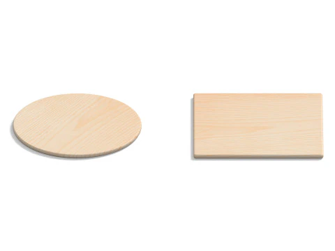 Placa de madeira 2 tipos - conjunto de t&aacute;bua de madeira quadrada redonda Modelo 3D