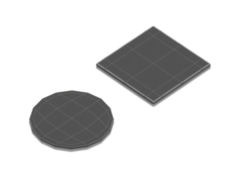 Wood Plate 2 Types - round square wooden board set 3Dモデル