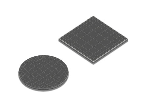 Wood Plate 2 Types - round square wooden board set 3Dモデル