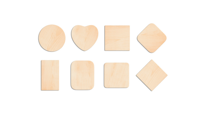 Wood Plate 8 Types - round square rhombus rectangle wooden board Modello 3D .c4d .max .obj .3ds .fbx .stl .blend