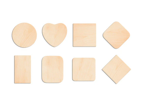 Houten plaat 8 soorten - ronde vierkante ruit rechthoekige houten plank 3D Model