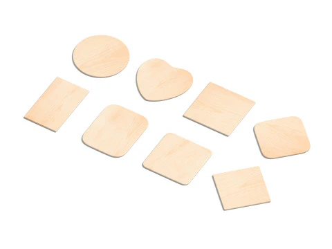 Plaque de bois 8 Types-planche de bois rectangle losange carr&eacute; rond Modèle 3D
