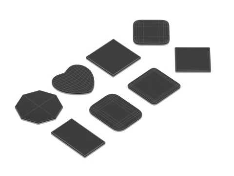 Plaque de bois 8 Types-planche de bois rectangle losange carr&eacute; rond Modèle 3D