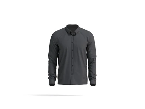 Camisa de vestir negra - camisa clásica de manga larga para hombre Modelo 3D