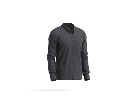 Schwarzes Hemd – klassisches Herrenhemd mit langen Ärmeln 3D Modell