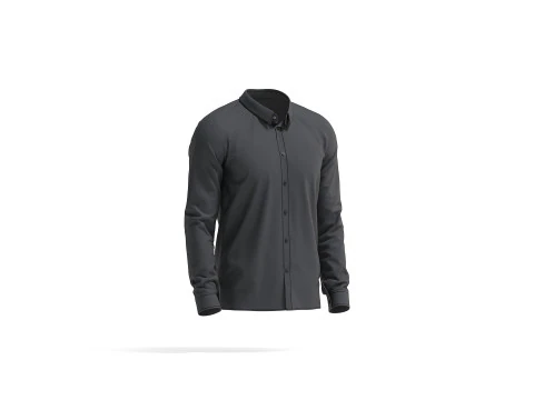 Black Dress Shirt - men long sleeve classic shirt 3D Model