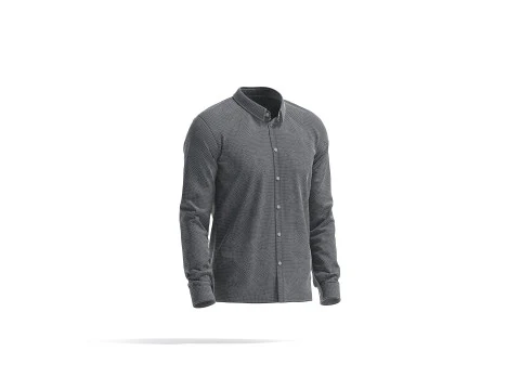 Black Dress Shirt - men long sleeve classic shirt 3D Model