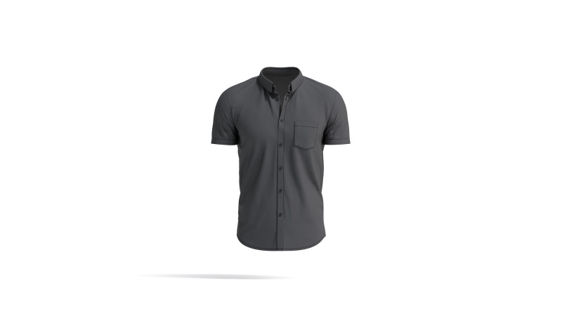 Black Short Sleeve Shirt - men button down dress shirt Modelo 3D .c4d .max .obj .3ds .fbx .stl .blend 