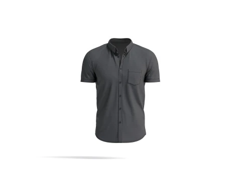 Black Short Sleeve Shirt - men button down dress shirt 3D Model