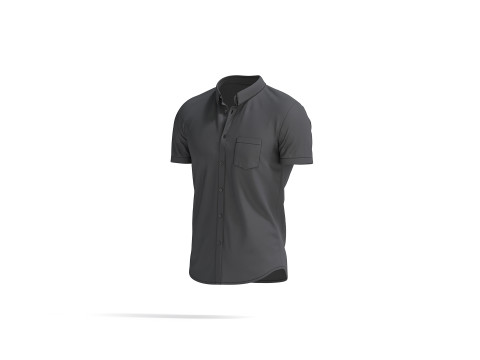 Black Short Sleeve Shirt - men button down dress shirt Modelo 3D