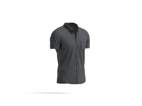 Black Short Sleeve Shirt - men button down dress shirt Modelo 3D