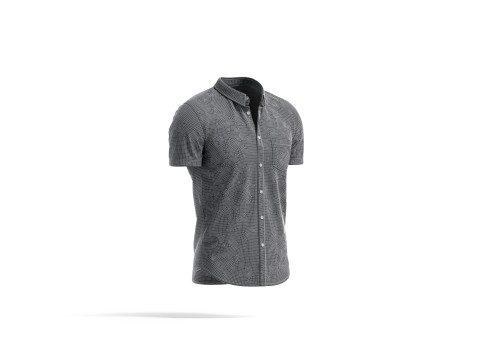 Black Short Sleeve Shirt - men button down dress shirt Modelo 3D
