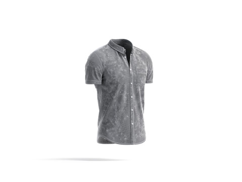 Black Short Sleeve Shirt - men button down dress shirt Modelo 3D