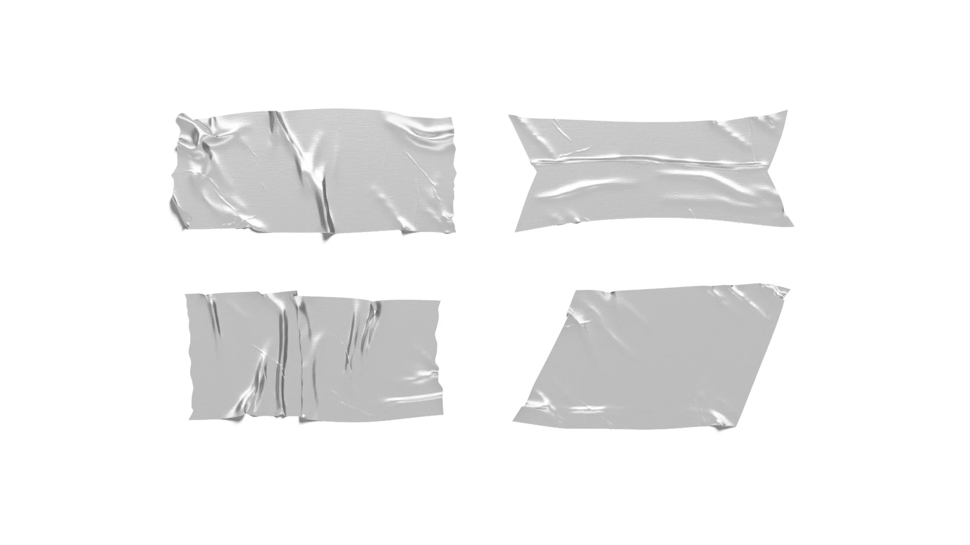 Adhesive Sticker Tape Set - rectangle scotch piece 3D Model .c4d .max .obj .3ds .fbx .stl .blend 