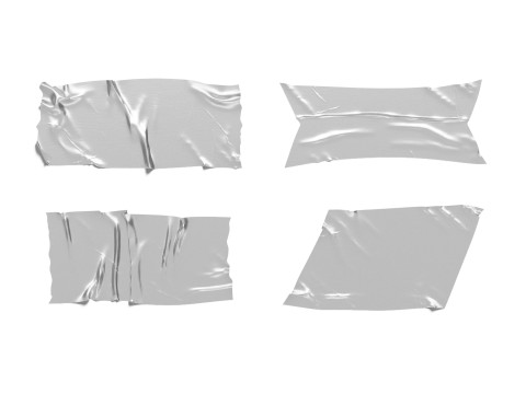Adhesive Sticker Tape Set - rectangle scotch piece 3D Model