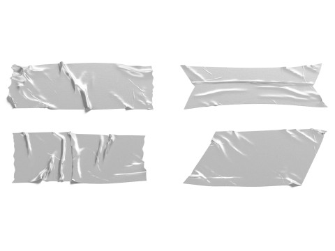 Adhesive Sticker Tape Set - rectangle scotch piece 3D Модель