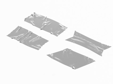 Adhesive Sticker Tape Set - rectangle scotch piece 3D Модель
