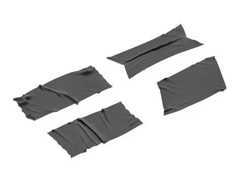 Adhesive Sticker Tape Set - rectangle scotch piece 3D Model