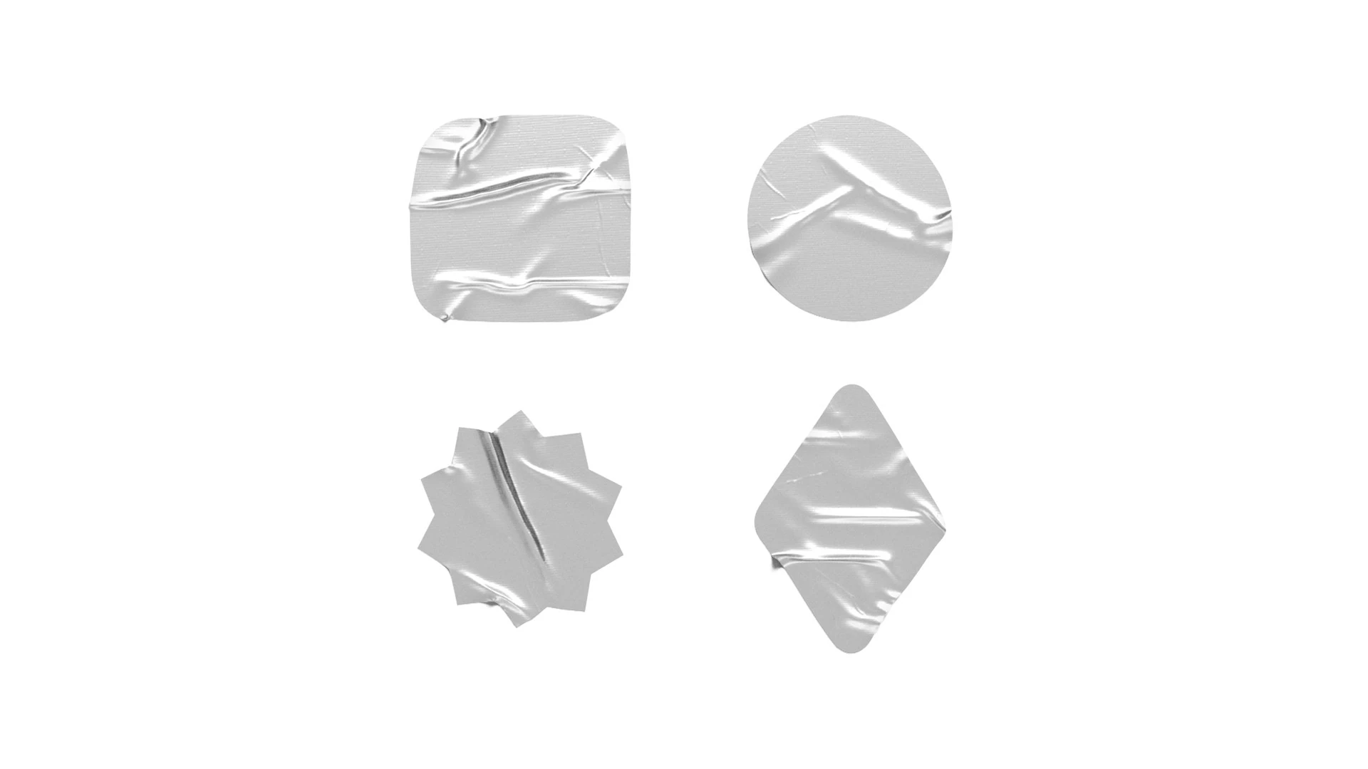 Adhesive Sticker Tape Set - round square rhombus star 4 scotch shape 3D Model .c4d .max .obj .3ds .fbx .stl .blend