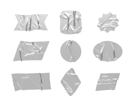 Adhesive Sticker Tape Set - round square rhombus rectangle scotch 9 shape 3D मॉडल