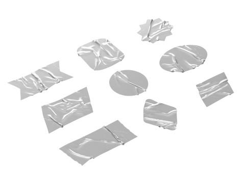 Adhesive Sticker Tape Set - round square rhombus rectangle scotch 9 shape 3D Model