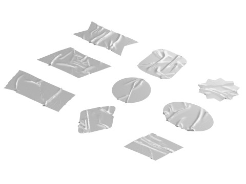 Adhesive Sticker Tape Set - round square rhombus rectangle scotch 9 shape 3D Model
