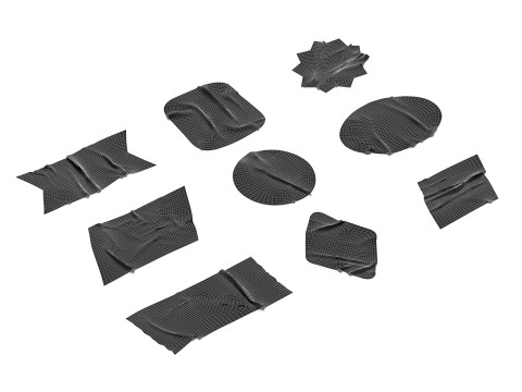 Adhesive Sticker Tape Set - round square rhombus rectangle scotch 9 shape 3D Model