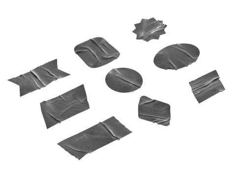Adhesive Sticker Tape Set - round square rhombus rectangle scotch 9 shape 3D Model