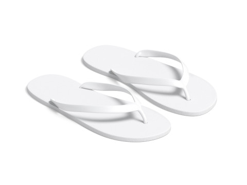 White Beach Slippers - pair of flip-flop rubber sandals Modelo 3D