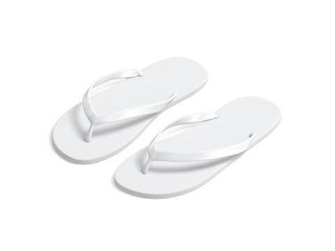 White Beach Slippers - pair of flip-flop rubber sandals Modelo 3D