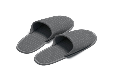 White Hotel Slippers - pair of home terry flip-flops 3D Модель