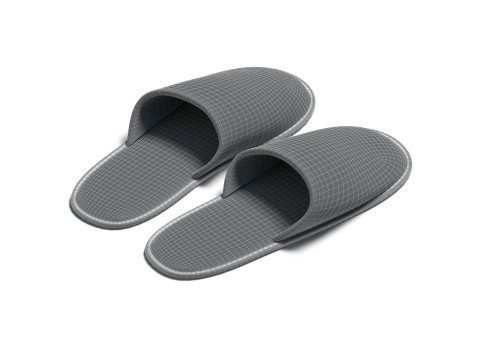 White Hotel Slippers - pair of home terry flip-flops 3D Модель