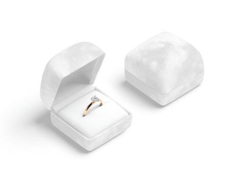 White Wedding Ring Box Set - opened and closed jewelry box 3D Model