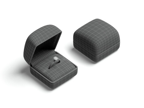 White Wedding Ring Box Set - opened and closed jewelry box Modello 3D