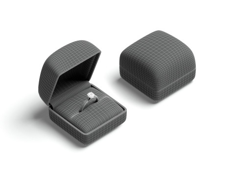 White Wedding Ring Box Set - opened and closed jewelry box Modello 3D
