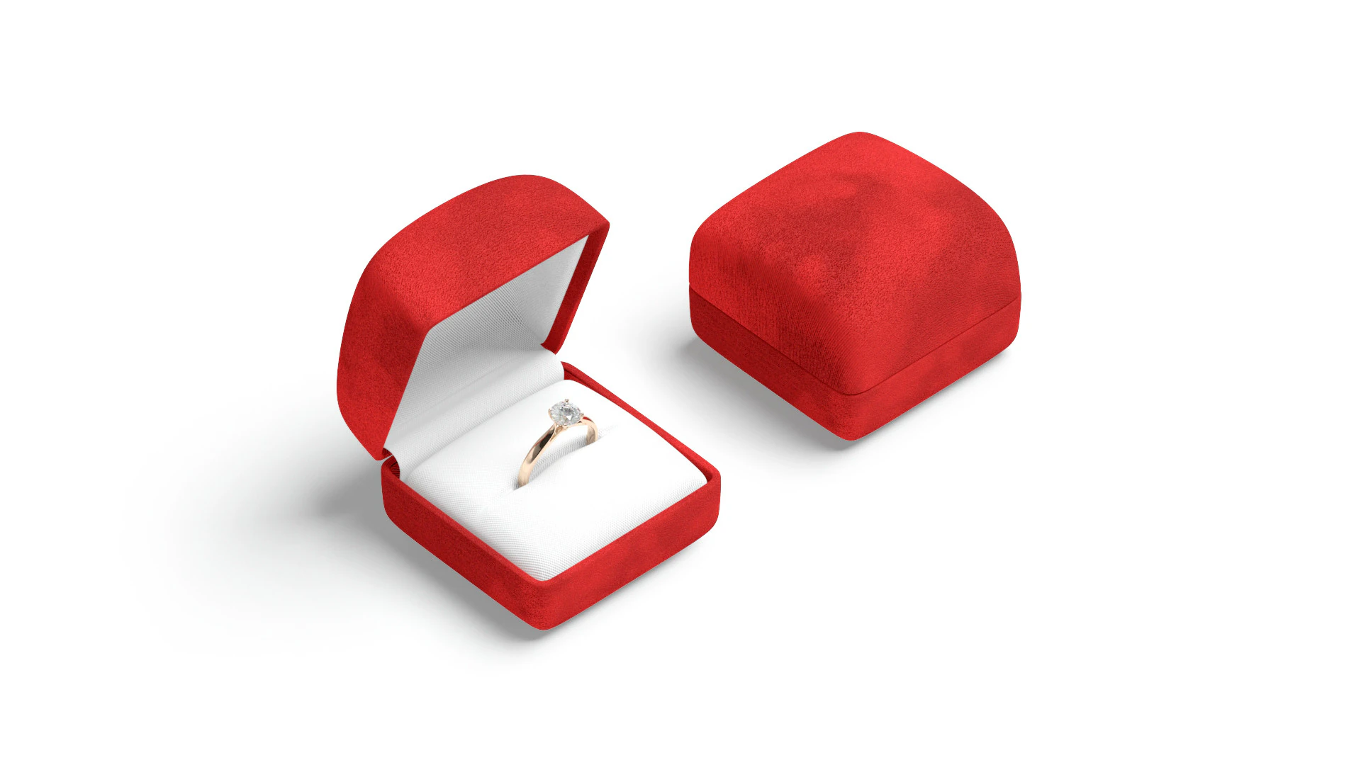 Red Wedding Ring Box Set - opened and closed jewelry box 3D Model .c4d .max .obj .3ds .fbx .stl .blend 