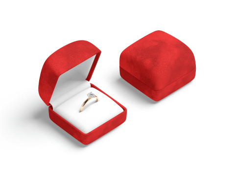 Red Wedding Ring Box Set - opened and closed jewelry box 3D Model