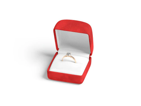Red Wedding Ring Box Set - opened and closed jewelry box 3D Model