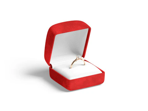 Red Wedding Ring Box Set - opened and closed jewelry box 3D Model