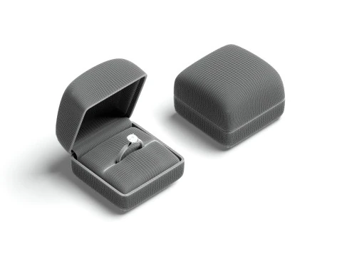 Red Wedding Ring Box Set - opened and closed jewelry box 3D Model