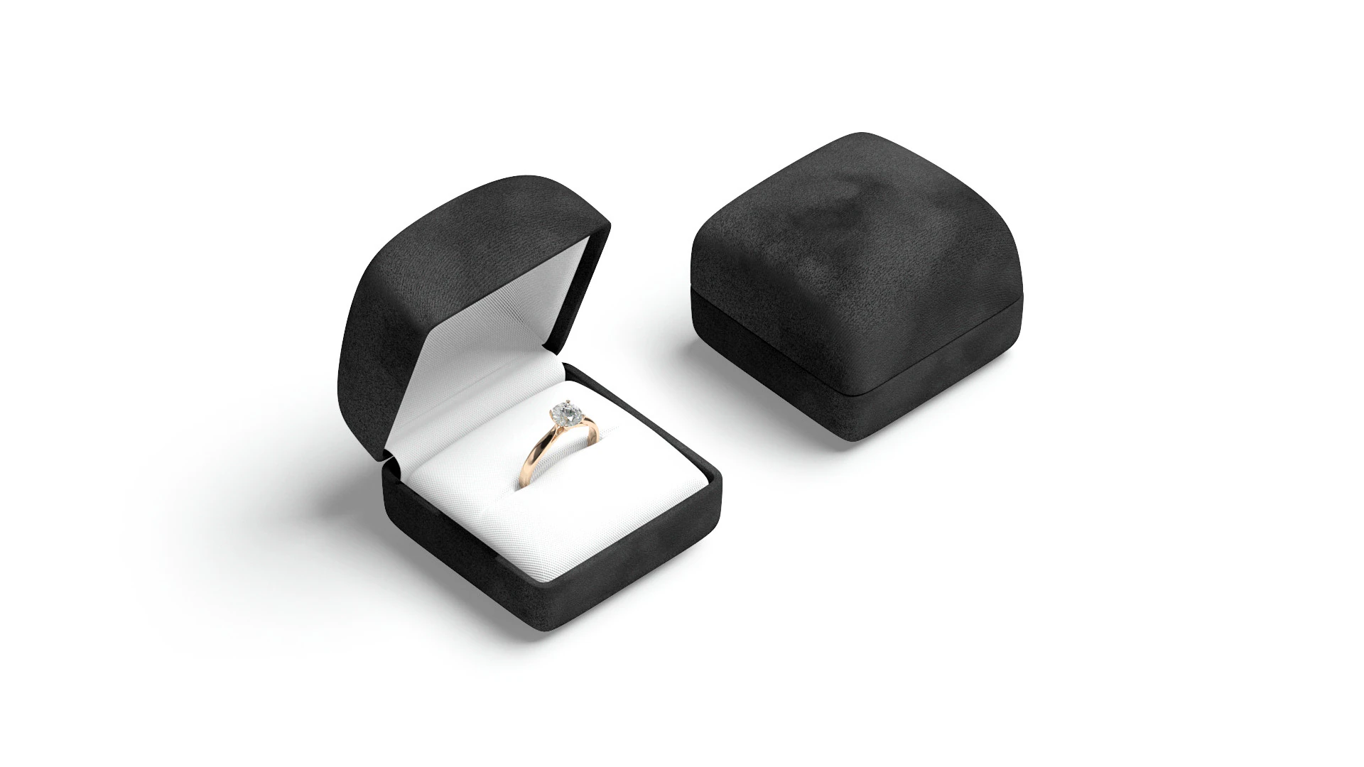 Black Wedding Ring Box Set - opened and closed jewelry box 3D Model .c4d .max .obj .3ds .fbx .stl .blend 