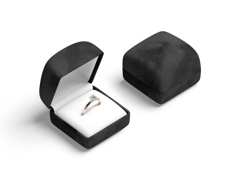 Black Wedding Ring Box Set - opened and closed jewelry box 3D Model