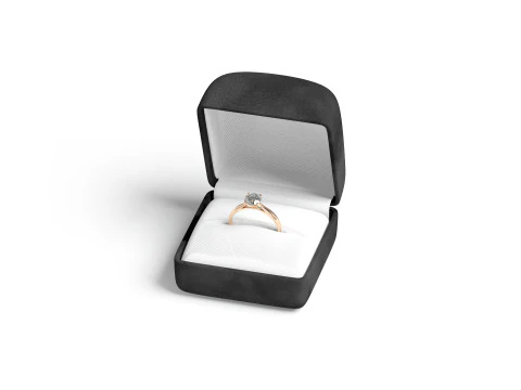 Black Wedding Ring Box Set - opened and closed jewelry box 3D Model