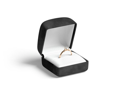 Black Wedding Ring Box Set - opened and closed jewelry box Model 3D