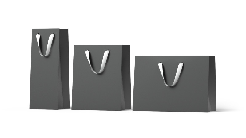 Black Paper Gift Bag 3 Type - craft shopping package set Modello 3D .c4d .max .obj .3ds .fbx .stl .blend 