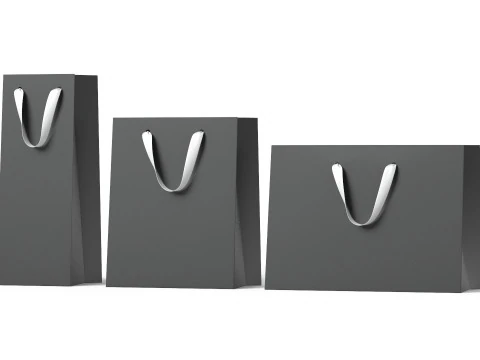 Sac cadeau en papier noir type 3 - ensemble de paquets d'achats artisanaux Modèle 3D