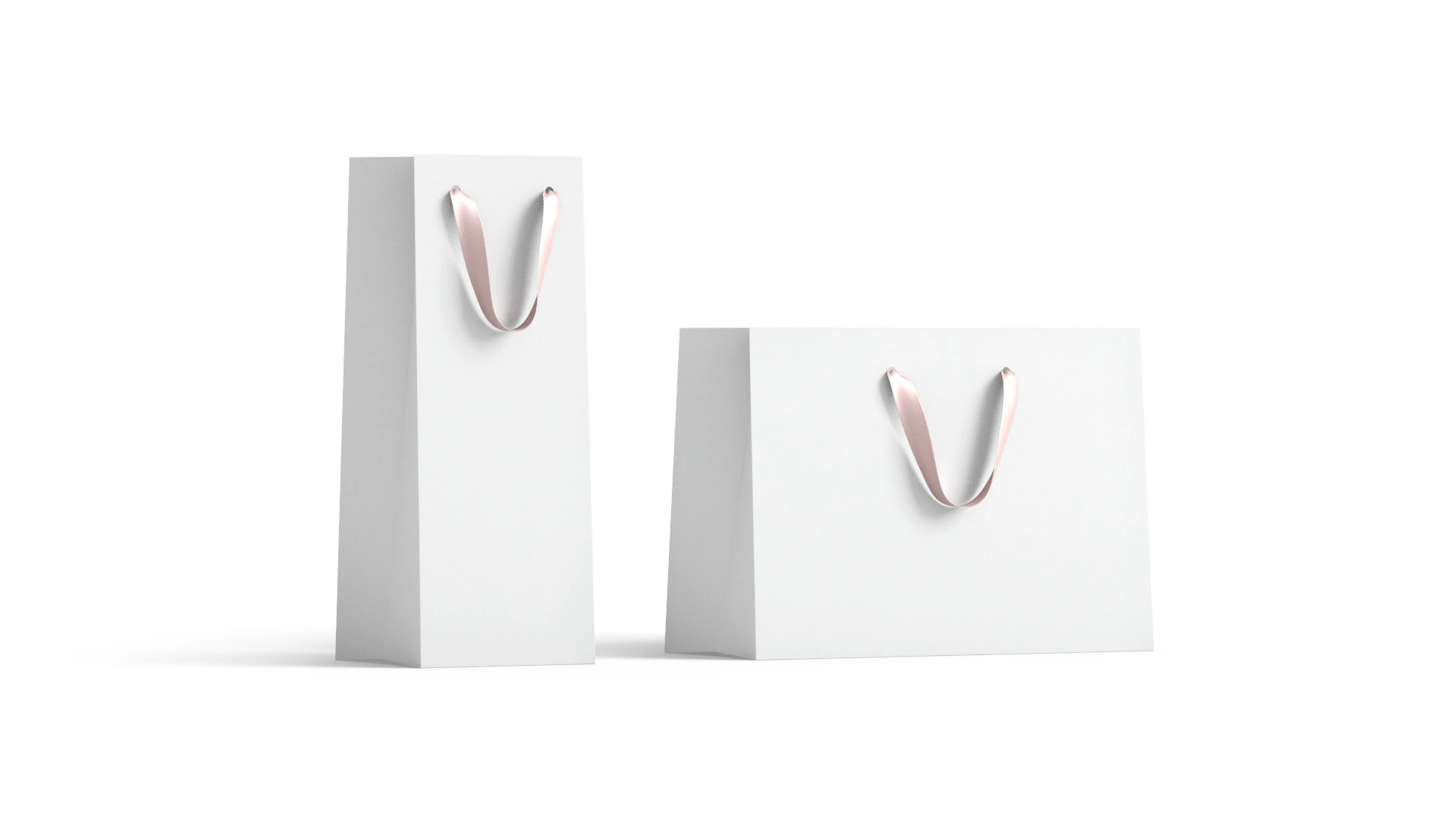 White Paper Gift Bag 2 Type - craft shopping pack set 3D Model .c4d .max .obj .3ds .fbx .stl .blend 