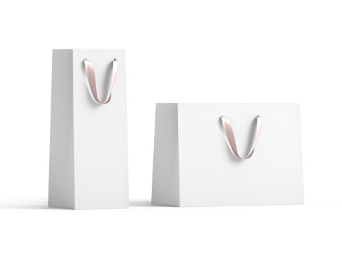 White Paper Gift Bag 2 Type - craft shopping pack set 3D Model